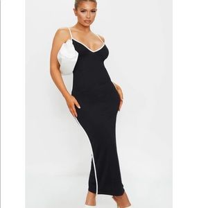 🌵 black maxi dress white seams